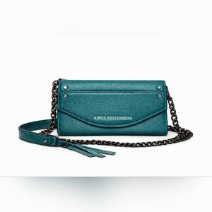 👜✨ NWOT Aimee Kestenberg Dark Teal Leather Crossbody w/ Gunmetal Chain ✨👜